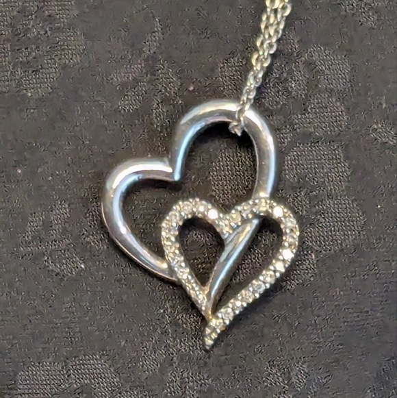 Sterling Silver Diamond Heart Pendant Necklace - Picture 2 of 13